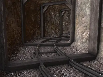 Modular Low Poly PBR Underground Mine Low-poly 3D model