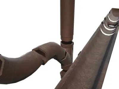Old brown Gutter System PBR Low-poly 3D model