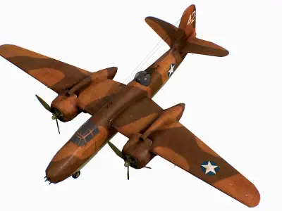 United States light bomber Douglas A-20 Havoc Low-poly 3D model