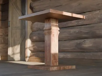 Rustic Square Side Table - Country Wooden Furniture 3D model