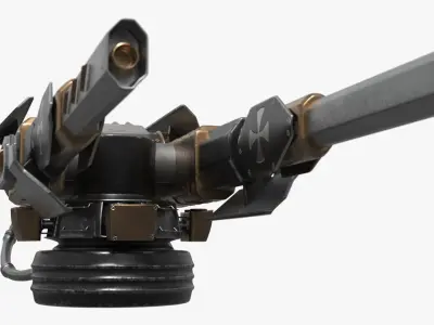 Dual Barrel Railgun Turret Bronze 3D model