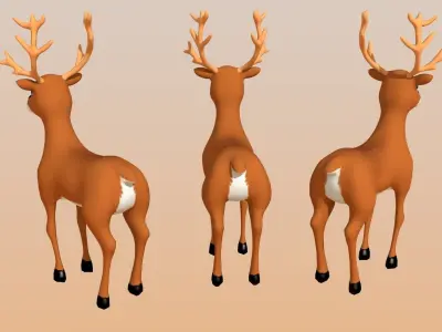 Reindeer Cartoon Lowpoly Low-poly 3D model