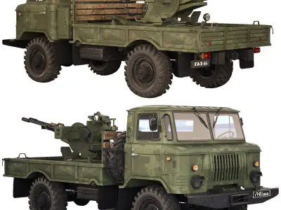 GAZ 66 with ZU-23-2 1970 3D model