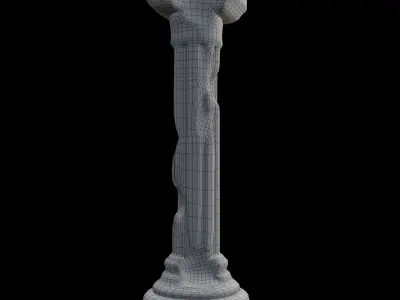 Broken Pillar-Mid Poly-3d model Free 3D model