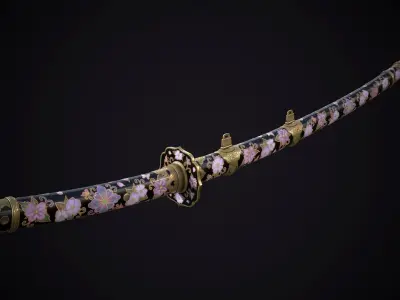 Samurai Sword TACHI Low-poly 3D model
