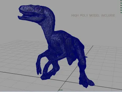 Velociraptor dinosaur Low-poly 3D model