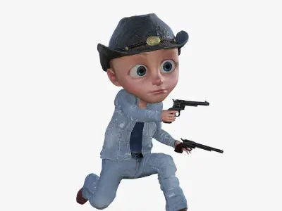 Cartoon Cowboy Rigged 3D model