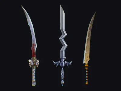 Sword Edged Weapon One Handed Medieval Melee Knife Iron Blade Low-poly 3D model