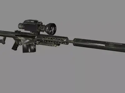 Barrett M82A1 Sniper Rifle Modified Low-poly 3D Model Low-poly 3D model