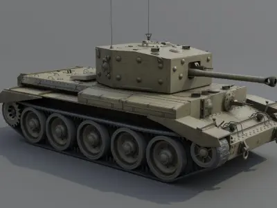 Cromwell V Cruiser tank Low-poly 3D model