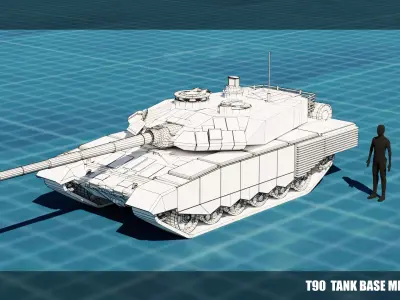 T90 TANK BASE MESH Low-poly 3D model