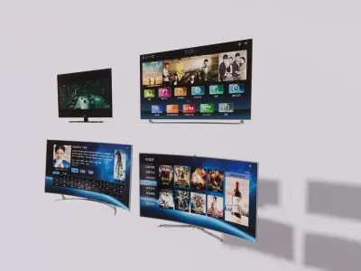 3D Model Smart TV Interface Showcase Low-poly 3D model