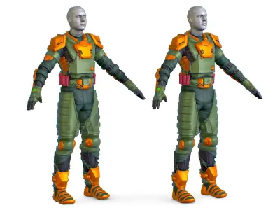 Subdivision 3D Men Military Costume Armor Future 3D Model Low-poly 3D model