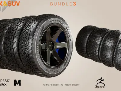 TRUCK - SUV Tire Pack Bundle 3 Low-poly 3D model