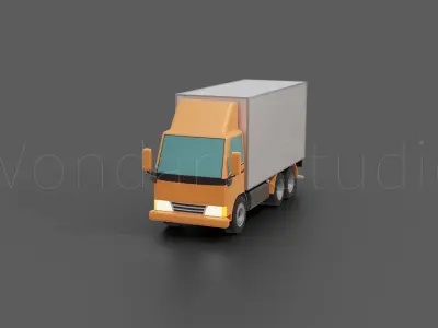 Concept Cartoon Lorry Truck Low-poly 3D model