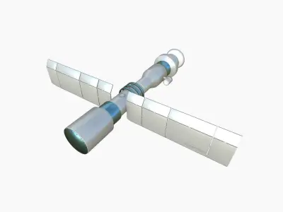 Satellite C03 White Blue - SciFi Space Design Low-poly 3D model