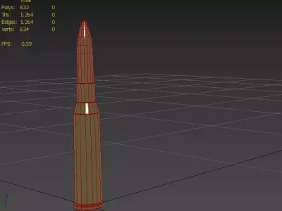 65x50mm Arisaka Ammo Low-poly 3D model