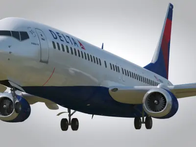 Boeing 737-800 Delta Airlines Low-poly 3D model