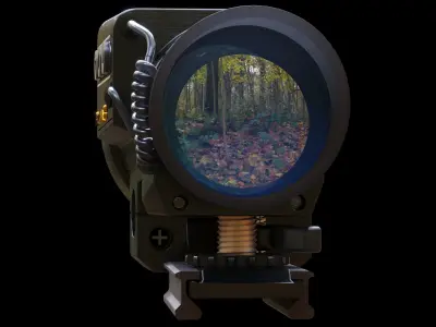 Gun Scope with Laser Pointer 3D model