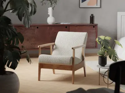 Mid-Century High-Poly Armchair USSR Boucle 3D model Free 3D model