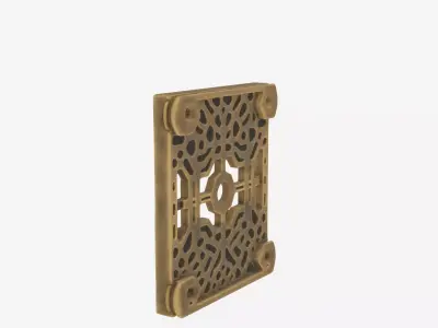 3D Ornate Brass Bank Vault Vent Grille Geometric Airflow 3D model