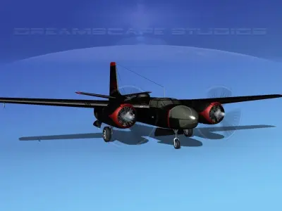 Douglas B-26C Invader V01 USAF Korea 3D model