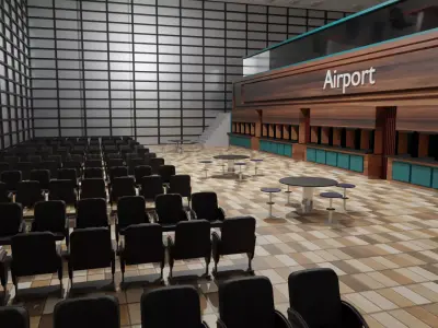 Airport Departures Lounge Low-poly 3D model