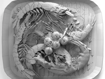 shrimp dish Low-poly 3D model