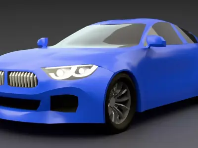 Modern Luxury Sedan Low Poly 3D Model Low-poly 3D model