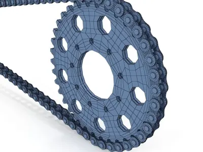 Motorcycle Bike Chain System Riged 3D model