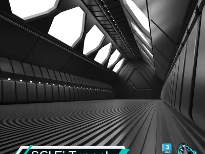 Sci fi Tunnel Free low-poly 3D model