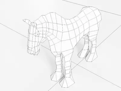 Horse 3d model orange polygonal Low-poly 3D model