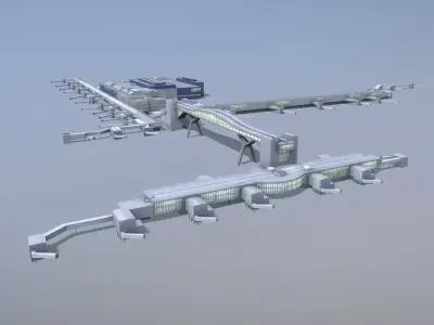 Airport Terminal EGKK North Terminal Gatwick Airport Low-poly 3D model