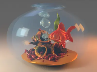 Goldfish Aquarium Low-poly 3D model