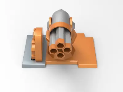 Turret orange and silver gun Low-poly 3D model