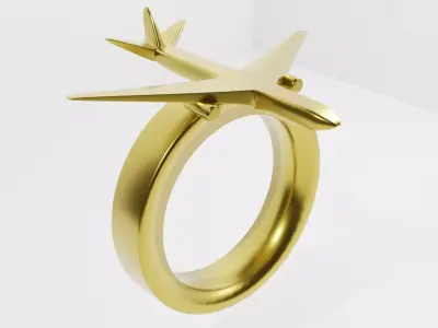 a ring with an image of an airplane 3D model