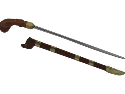 Badik Sword Low-poly 3D model