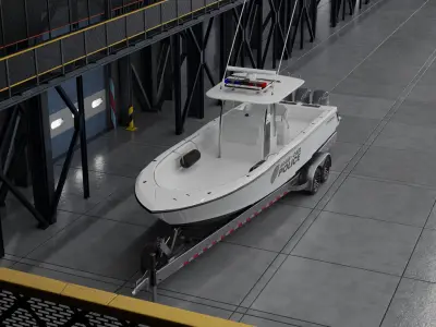 Contender Police Boat with Trailer  3D model
