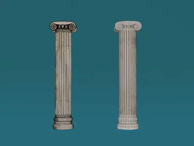 Ionic Greek column Low-poly 3D model