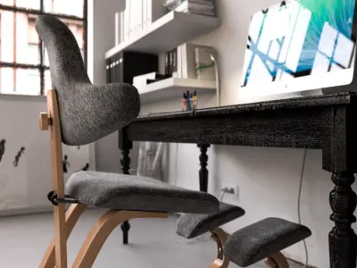 Workplace industrial style office with table and chairs 3D model