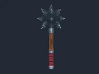 Handpainted Fantasy Medieval Simple Steel Mace Free low-poly 3D model