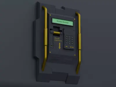 Access Control Door Lock  Low Poly Game Ready Low-poly 3D model