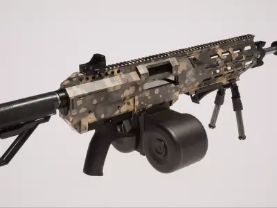 Machine Gun 2 Used Low-poly 3D model