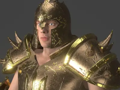 Knight Warrior Character With Modular Armor Parts Unreal Engine Low-poly 3D model