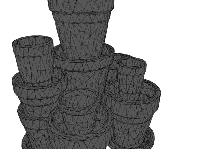 Terracotta Plant Pots Collection 3D Model Low-poly 3D model