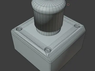 Red push-button emergency stop switch with box Low-poly 3D model