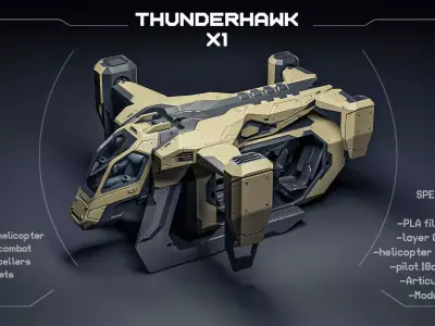 Thunderhawk X1 helicopter 3D print model