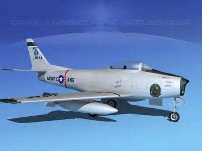 North American F-86 Sabre Jet Montana ANG 3D model