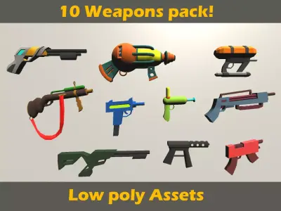 Weapons Pack Low-poly 3D model