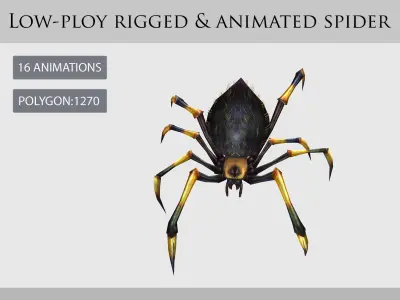 animated spider Low-poly 3D model